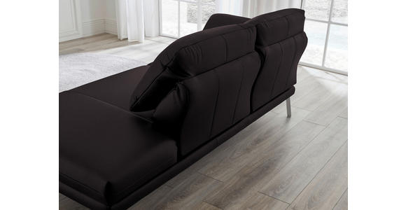 RÉCAMIERE in Echtleder Dunkelbraun  - Chromfarben/Dunkelbraun, Design, Leder/Metall (209/85-109/95-16cm) - Dieter Knoll