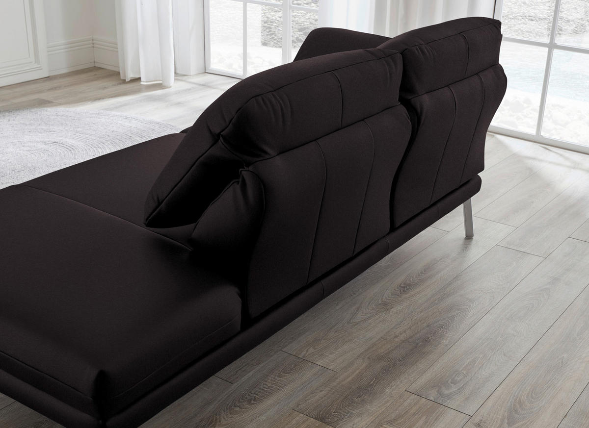RÉCAMIERE in Echtleder Dunkelbraun  - Chromfarben/Dunkelbraun, Design, Leder/Metall (209/85-109/95-16cm) - Dieter Knoll