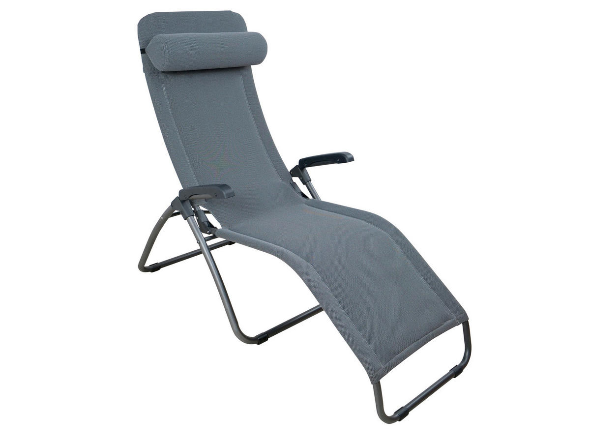 BÄDERLIEGE 69/118/185 cm  - Grau, KONVENTIONELL, Textil/Metall (69/118/185cm)