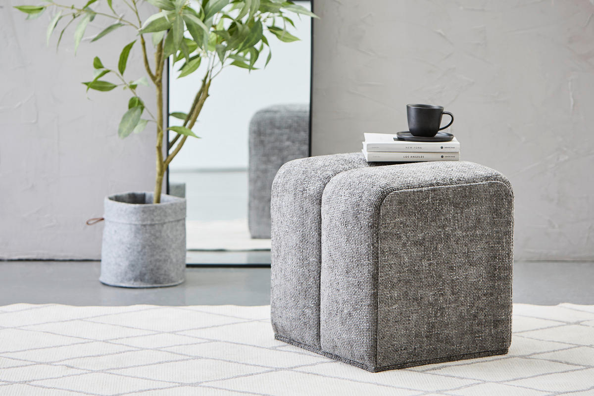 HOCKER Vliesstoff, Leinenoptik Dunkelgrau  - Dunkelgrau, Trend, Textil (45/45/42cm) - Xora