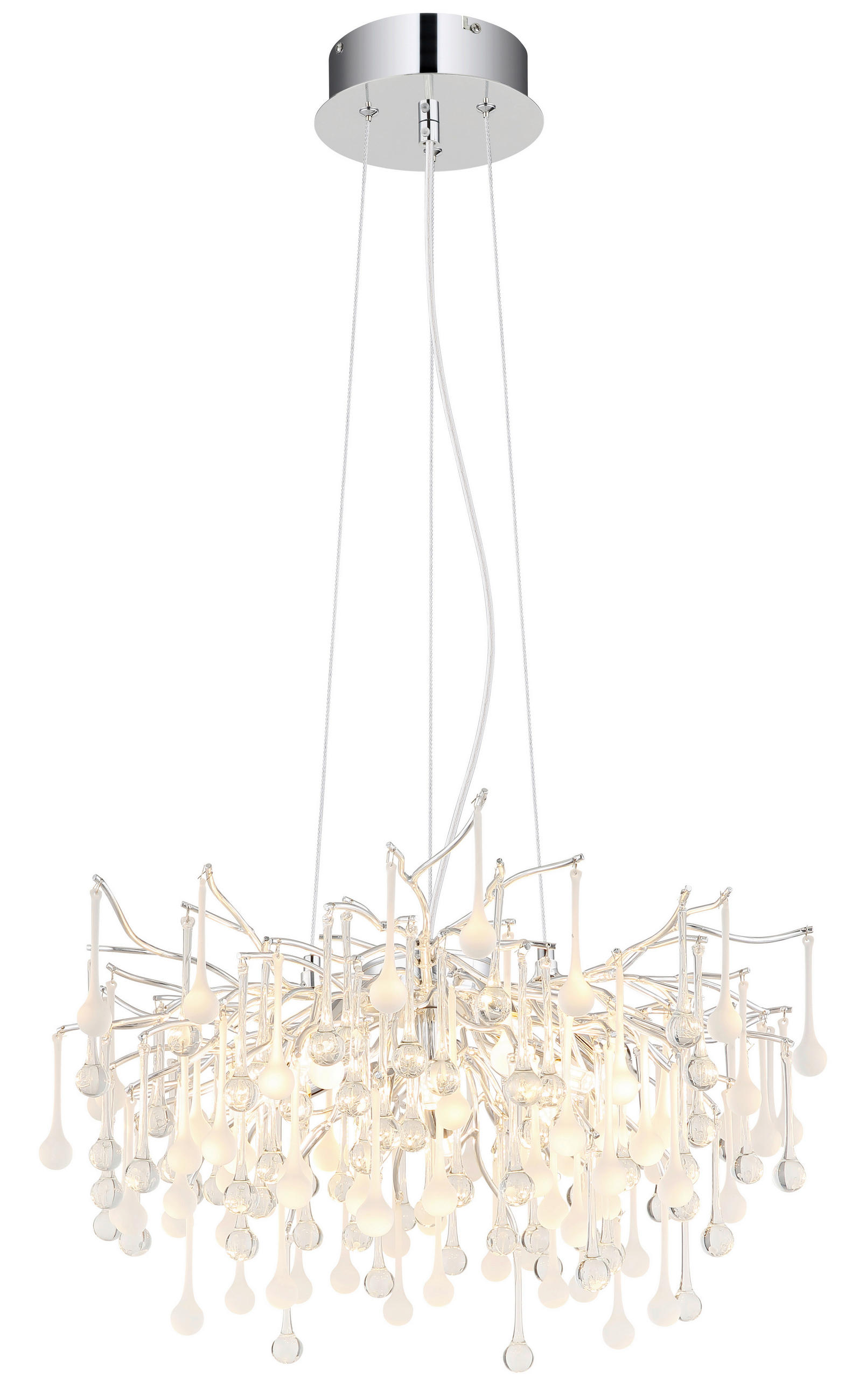 LED-HÄNGELEUCHTE Maxine 60/150 cm   - Klar/Chromfarben, Design, Glas/Metall (60/150cm) - Globo