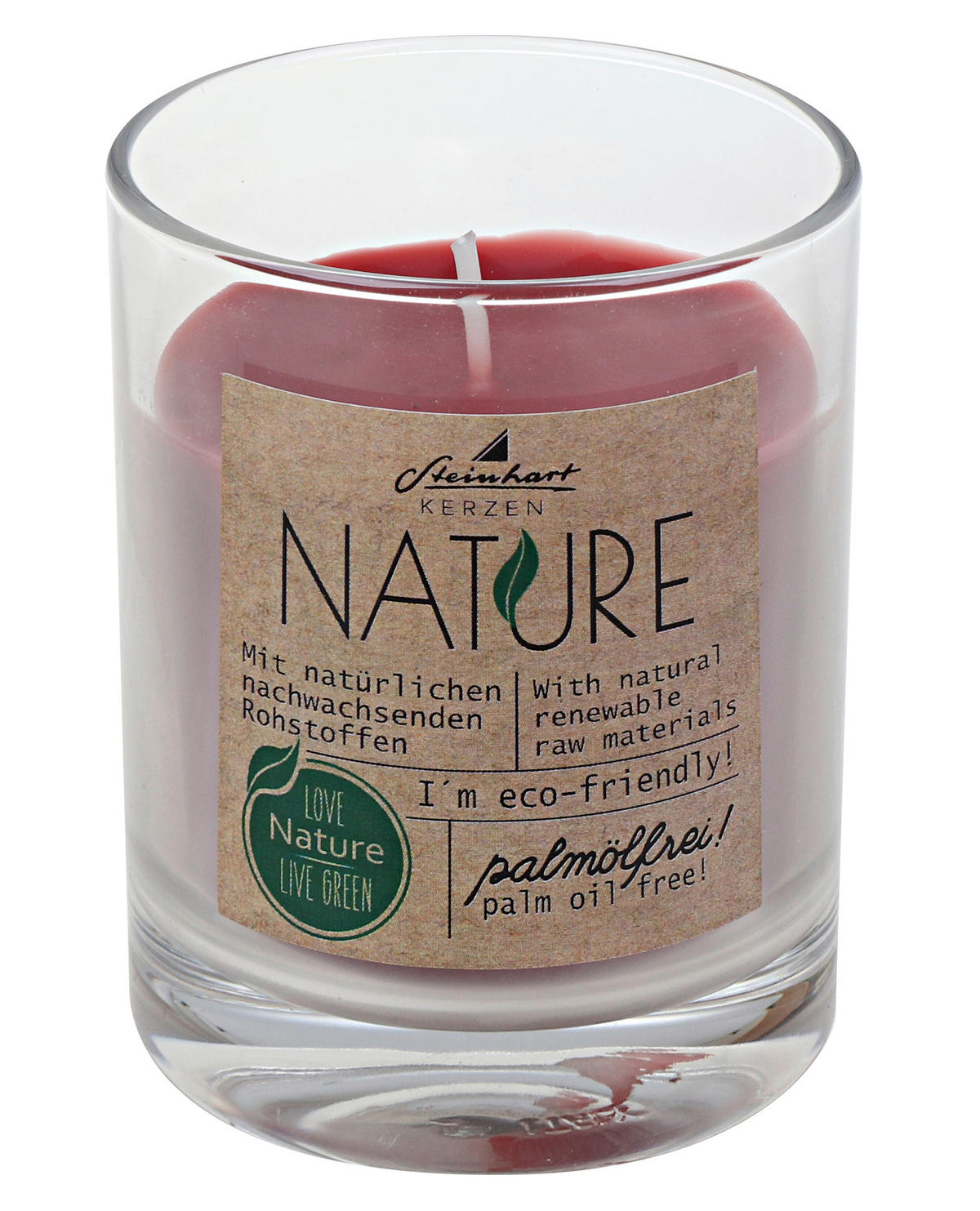 KERZE IM GLAS - Rot, Basics, Naturmaterialien (6,5/7,9cm) - Steinhart