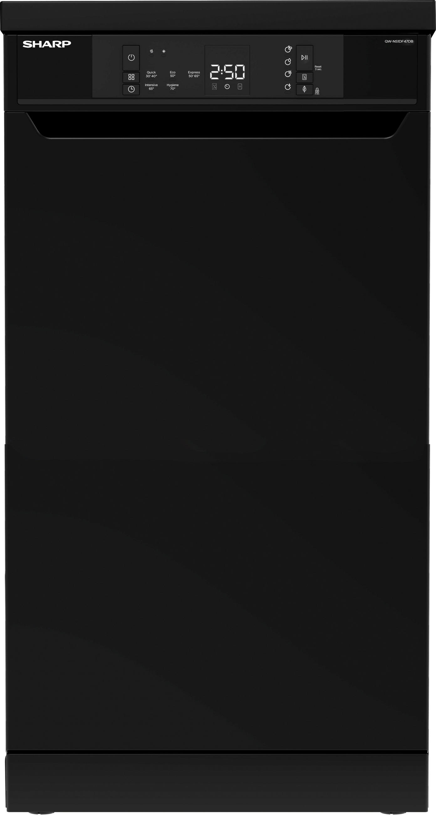 GESCHIRRSPÜLER QW-NS1DF47DB-DE  - Schwarz, KONVENTIONELL, Kunststoff/Metall (59,8/82/57cm) - Sharp