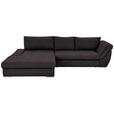 ECKSOFA Dunkelbraun Flachgewebe Rückenkissen, Bettkasten, Schlaffunktion, Rücken echt, Liegefläche im Originalstoff  - Dunkelbraun/Silberfarben, Design, Textil/Metall (174/306cm) - Carryhome