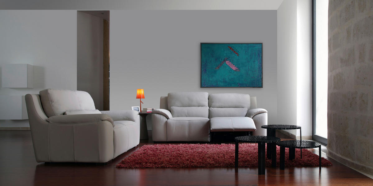 3-SED,  rjavosiva usnje, leseni material  - rjavosiva, Design, leseni material/usnje (106/208cm) - Calia Italia