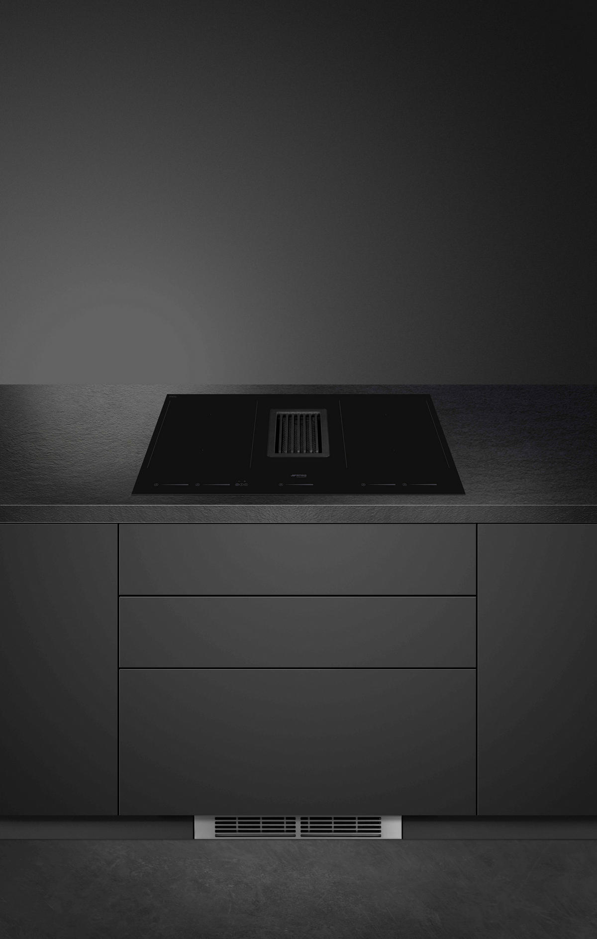 KOCHFELD-DUNSTABZUG-KOMBI HOBD682D1  - Schwarz, MODERN, Glas/Metall (83/21/52cm) - SMEG