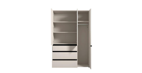 DREHTÜRENSCHRANK 3-türig Schwarz, Kaschmir - Kaschmir/Schwarz, Basics, Glas/Holzwerkstoff (138/210,5/54,5cm) - Xora