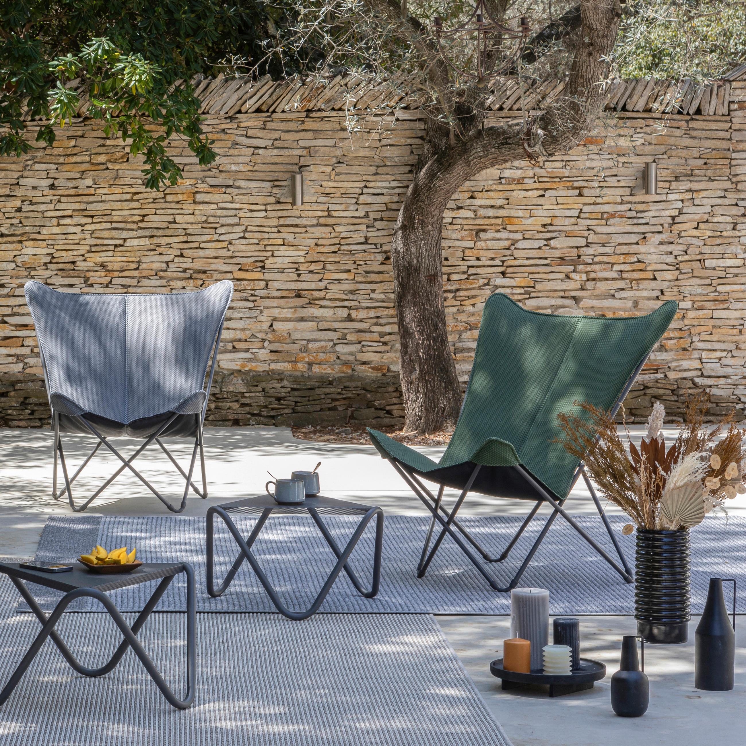 GARTEN-RELAXSESSEL Stahl  - Titanfarben/Olivgrün, Basics, Kunststoff/Metall (91/87/83cm) - Lafuma Mobilier