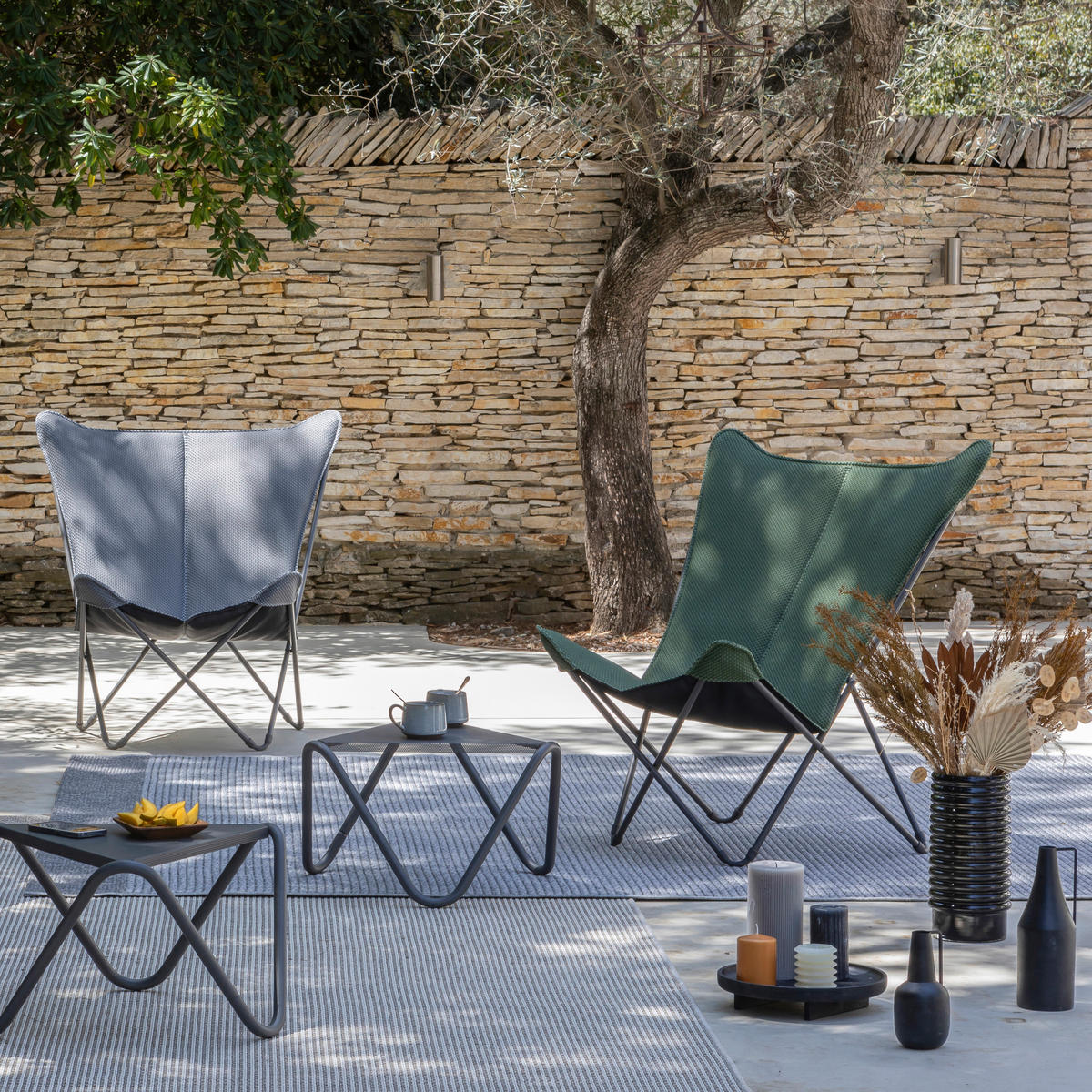 GARTEN-RELAXSESSEL Stahl  - Titanfarben/Olivgrün, Basics, Kunststoff/Metall (91/87/83cm) - Lafuma Mobilier