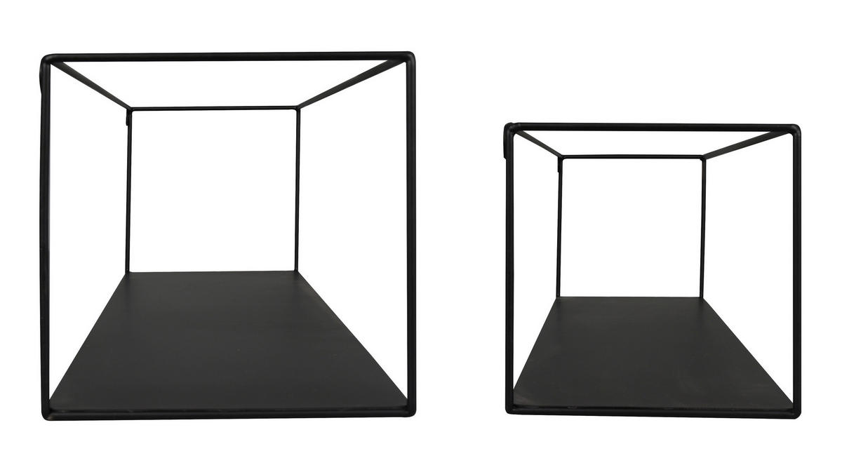 WANDREGALSET 2-teilig Schwarz  - Schwarz, MODERN, Metall (65/15/15cm)