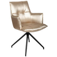 ARMLEHNSTUHL  in Eisen Lederlook  - Champagner/Schwarz, Design, Textil/Metall (59/89,5/63cm) - Novel