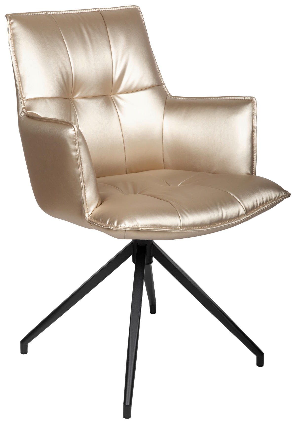 ARMLEHNSTUHL  in Eisen Lederlook  - Champagner/Schwarz, Design, Textil/Metall (59/89,5/63cm) - Novel