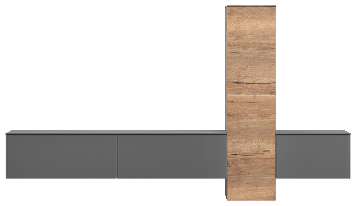WOHNWAND  in Grau, Eichefarben  282/160/37 cm  - Eichefarben/Grau, Design, Holzwerkstoff (282/160/37cm) - Celina Home