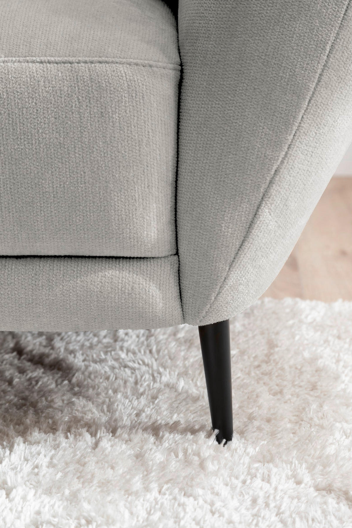 RÉCAMIERE Platinfarben Chenille Zierkissen, Rücken echt  - Platinfarben/Schwarz, KONVENTIONELL, Textil/Metall (224/70/97cm) - Hom`in