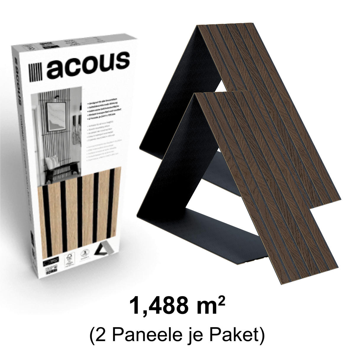 AKUSTIKPANEEL Echtholz Eiche dunkel Compact 2 Stück  - Eichefarben/Dunkelbraun, Basics, Holz/Holzwerkstoff (30.5/244/1.03cm) - Novel