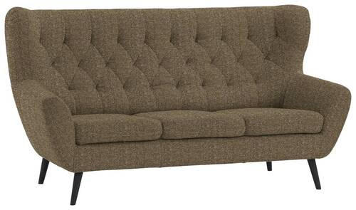 3-SITZER-SOFA in Webstoff Olivgrün  - Schwarz/Olivgrün, Design, Holz/Textil (187/101/95cm) - Stylife