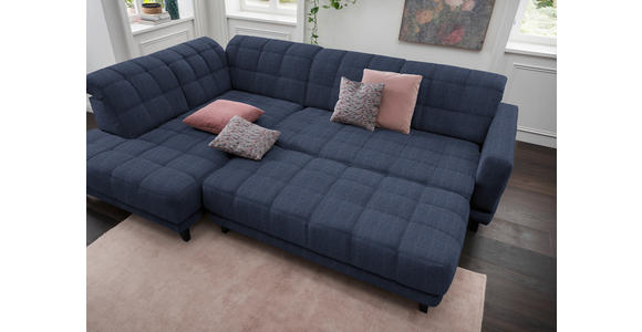 ECKSOFA in Webstoff Dunkelblau 216/302 cm - Schwarz/Dunkelblau, Design, Holz/Textil (216/302cm) - Xora