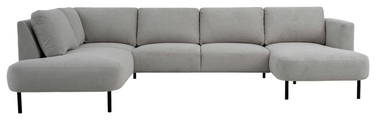 SOFFA i chenille greige  - greige/svart, Klassisk, metall/trä (206/327cm) - Best Price