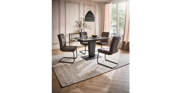 SCHWINGSTUHL in Stahl Mikrofaser - Schwarz/Grau, Design, Textil/Metall (46/95/62,5cm) - Cantus