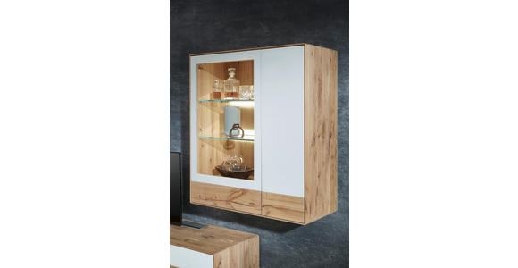 WOHNWAND  in Weiß, Eichefarben  297/206/48 cm  - Eichefarben/Weiß, Design, Glas/Holz (297/206/48cm) - Valnatura