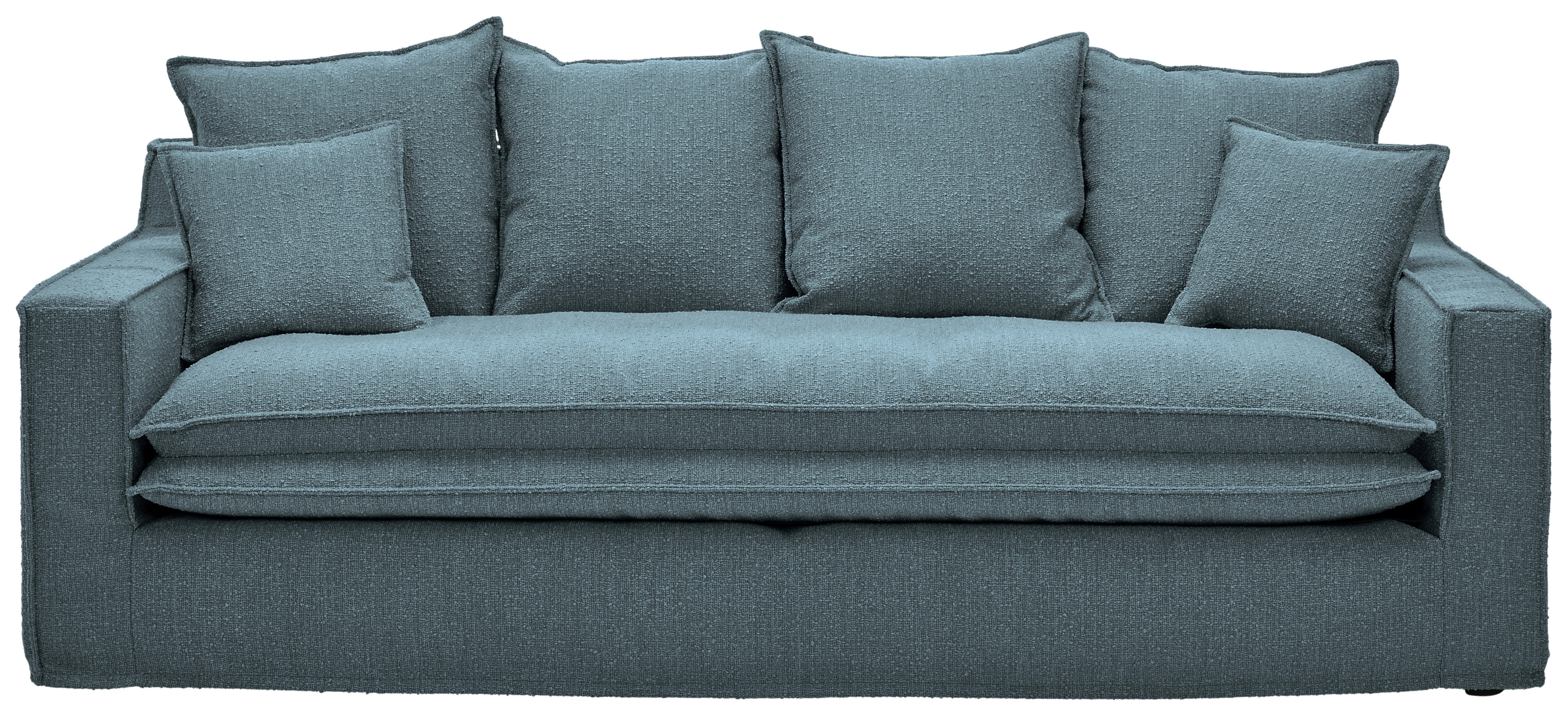 HUSSEN-3-SITZER-SOFA i bouclé blå  - blå/svart, Trend, textil/plast (227/92/105cm) - Livetastic