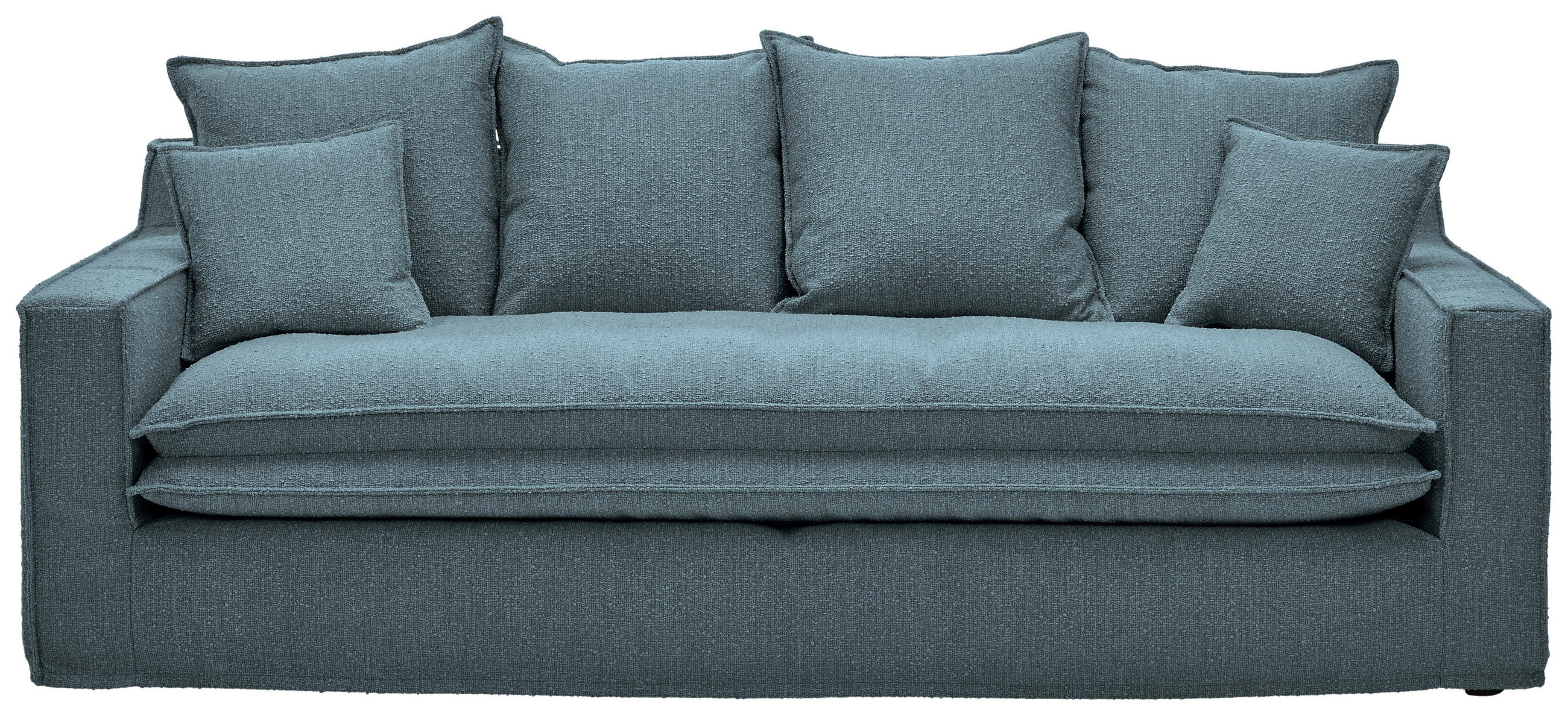 HUSSEN-3-SITZER-SOFA Bouclé Blau - Blau/Schwarz, Trend, Kunststoff/Textil (227/92/105cm) - Livetastic