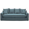 HUSSEN-3-SITZER-SOFA Bouclé Blau  - Blau/Schwarz, Trend, Kunststoff/Textil (227/92/105cm) - Livetastic