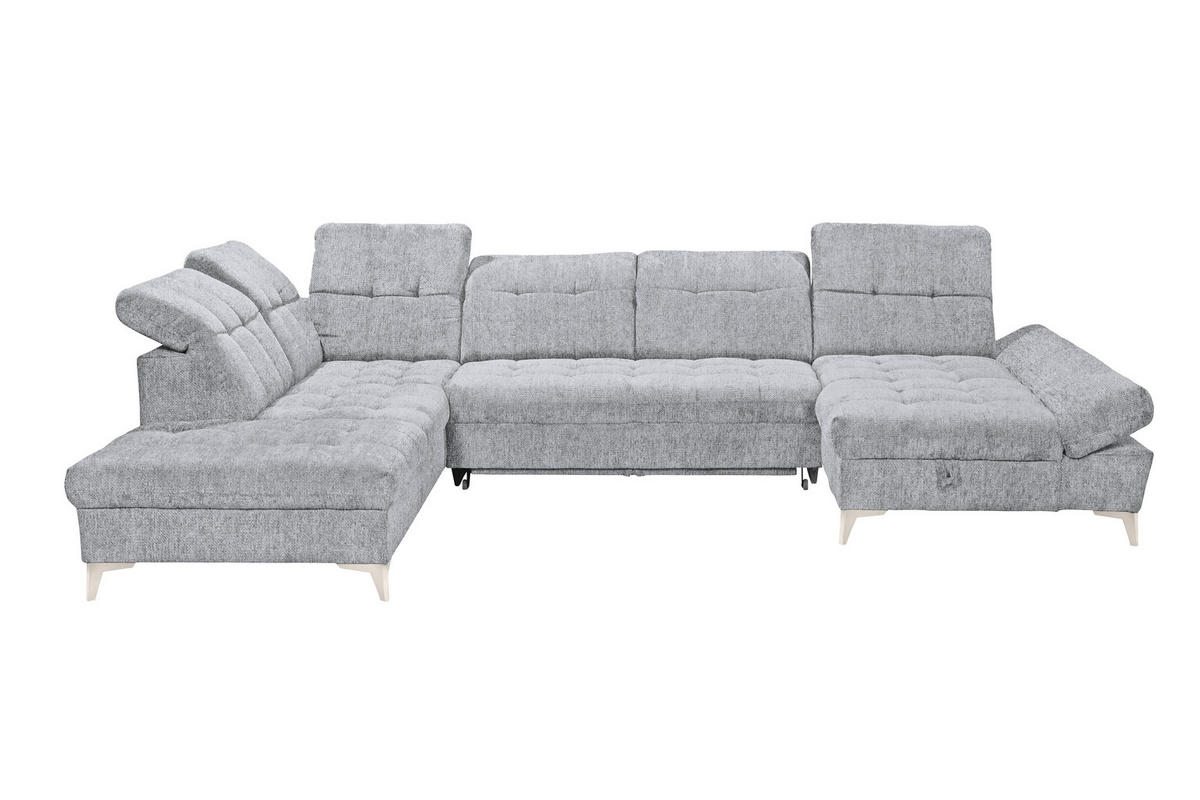 WOHNLANDSCHAFT Mikrovelours Hellgrau  - Kaschmir/Hellgrau, Modern, Kunststoff/Textil (245/348/168cm) - MID.YOU