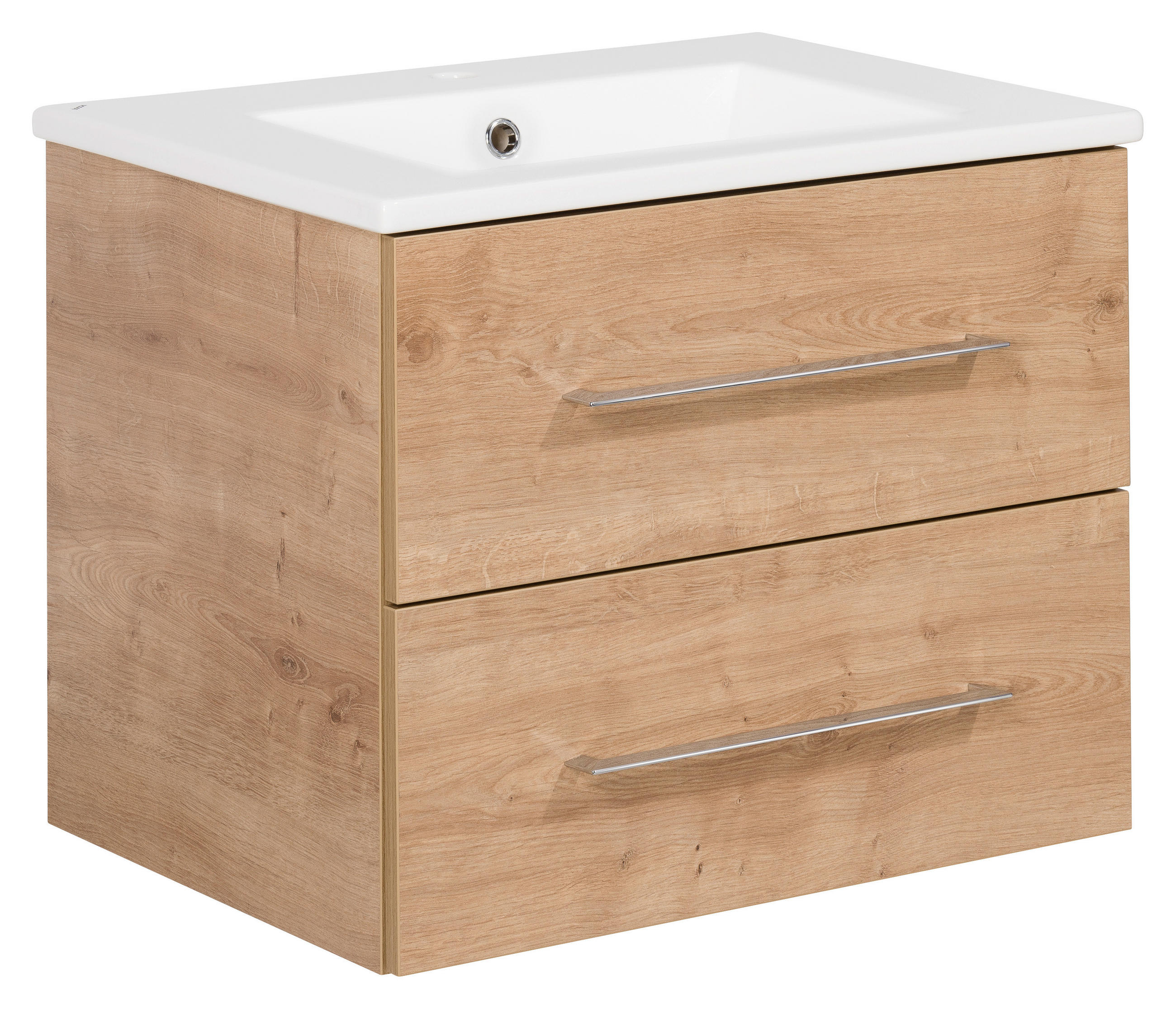 WASCHTISCHKOMBI 62,5 cm - Eichefarben/Silberfarben, MODERN, Keramik/Holzwerkstoff (62,5cm) - MID.YOU