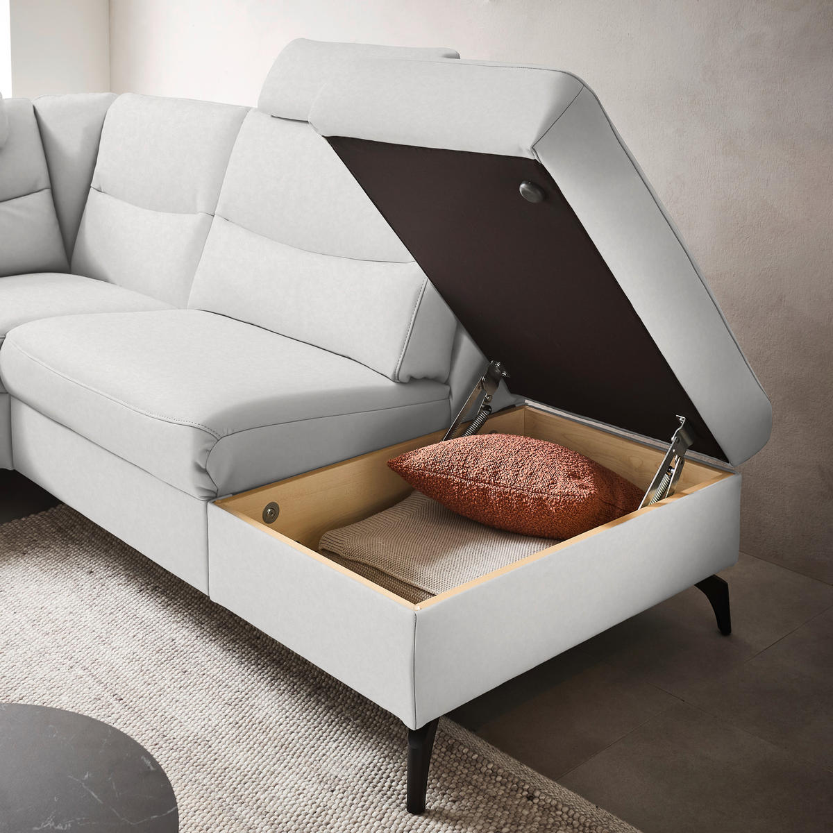 ECKSOFA in Echtleder Weiß  280/249 cm  - Anthrazit/Weiß, Design, Leder/Metall (280/249cm) - Himolla Komfortklass