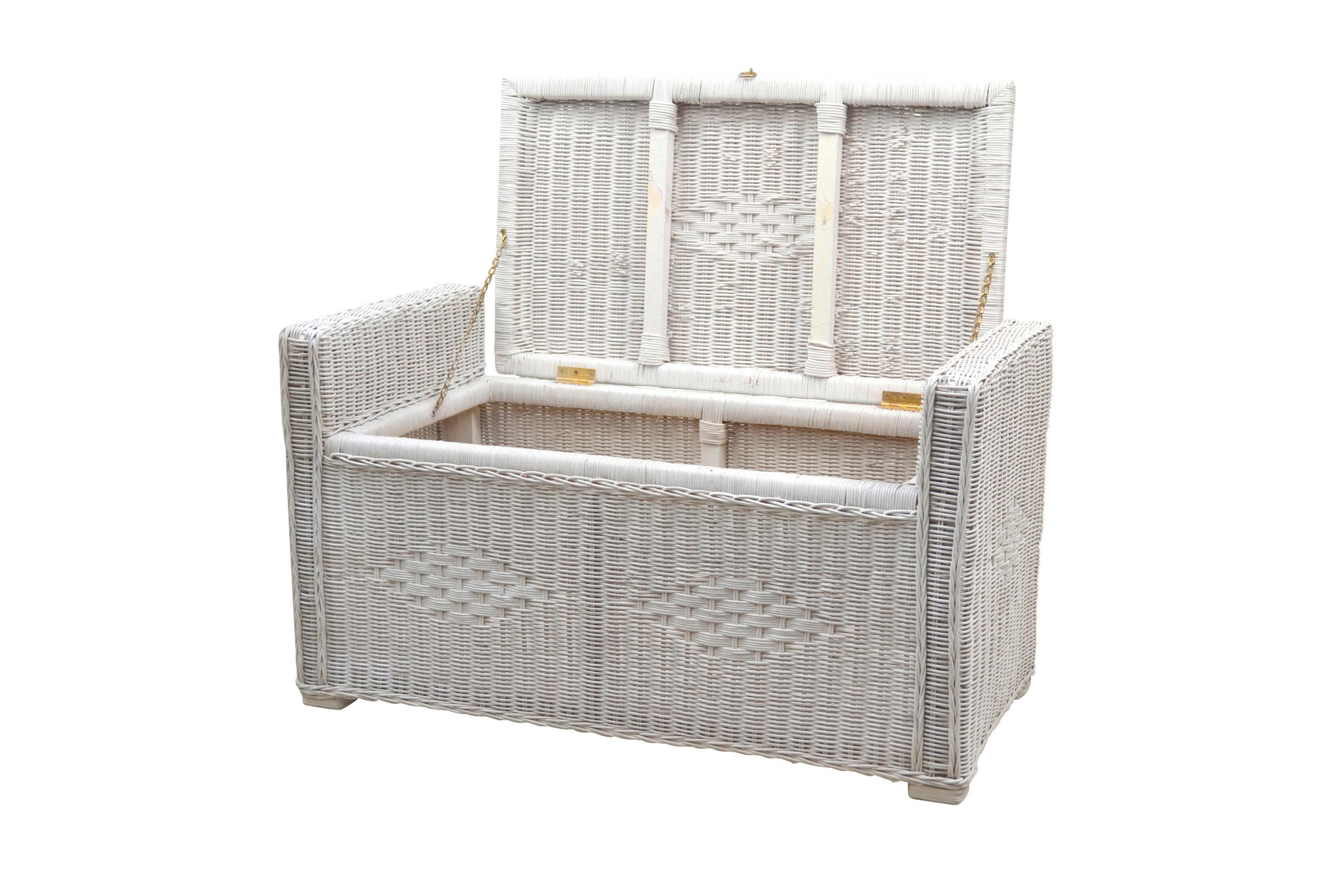 SITZBANK Weiß Rattan  - Weiß, KONVENTIONELL, Holz (45/90/51cm) - MID.YOU