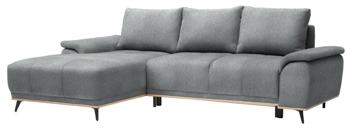 ECKSOFA in Chenille Anthrazit  - Anthrazit/Schwarz, Modern, Textil/Metall (168/262cm) - home24