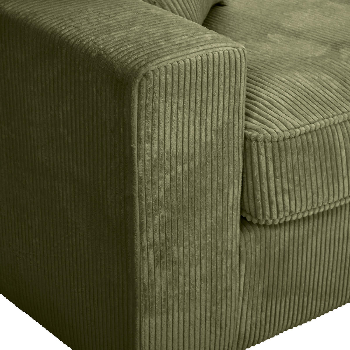 ECKSOFA  in Cord Olivgrün Zierkissen, Rückenkissen, Rücken echt  307/228 cm  - Schwarz/Olivgrün, MODERN, Kunststoff/Textil (307/228cm) - Carryhome
