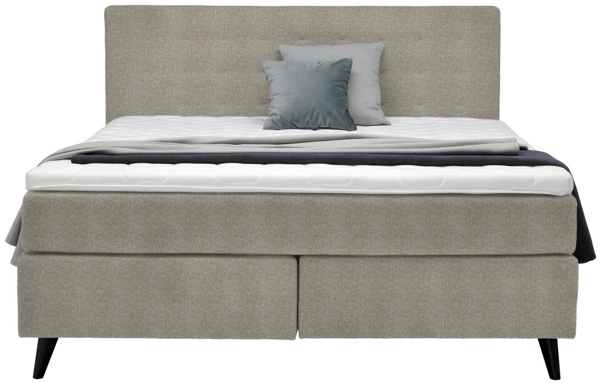 BOXSPRINGBETT 200/200 cm  in Hellbraun  - Hellbraun/Schwarz, KONVENTIONELL, Holz/Textil (200/200cm) - Voleo