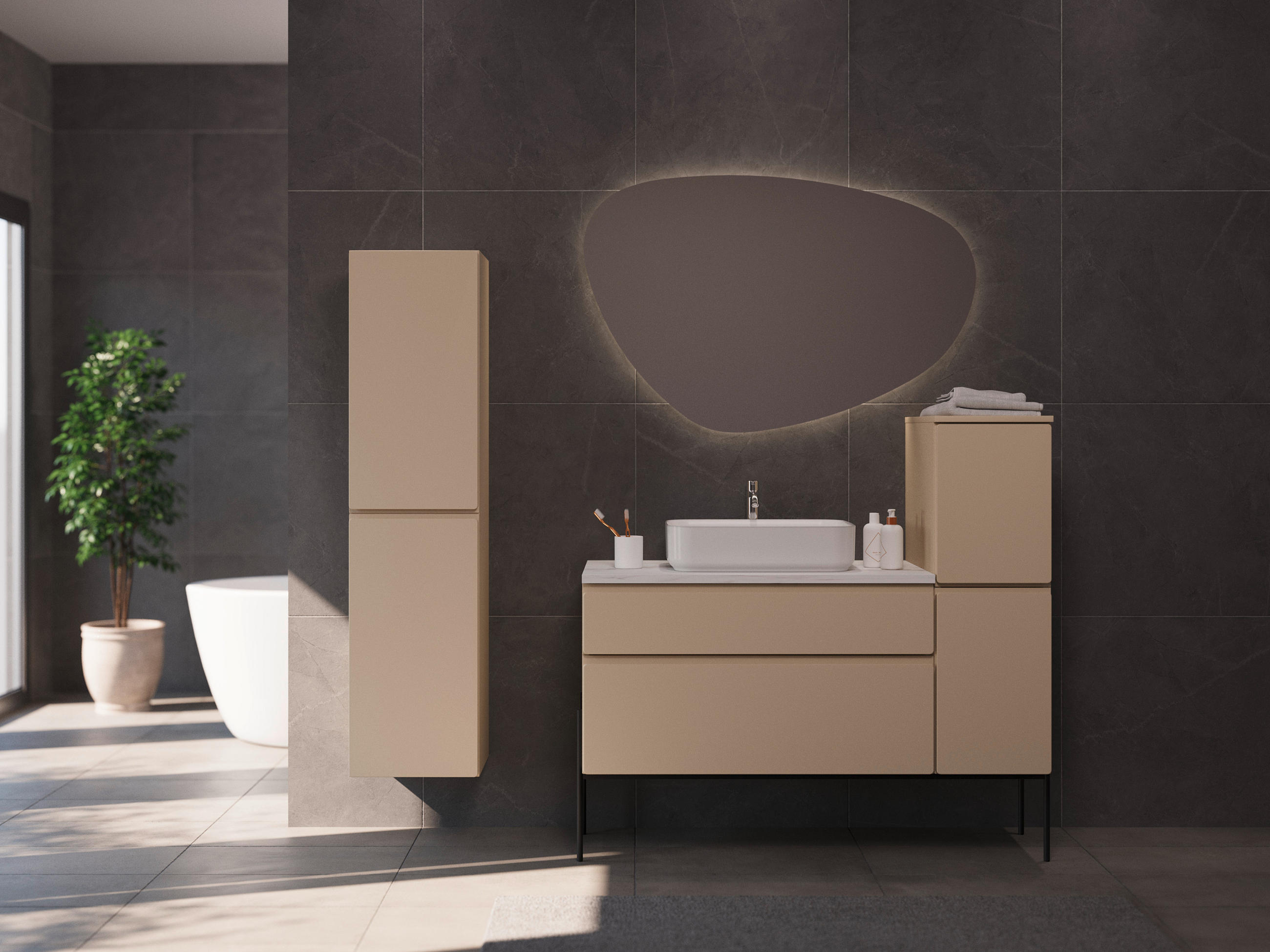 MIDISCHRANK 31/90/47 cm  - Greige, MODERN, Holzwerkstoff (31/90/47cm) - Welnova