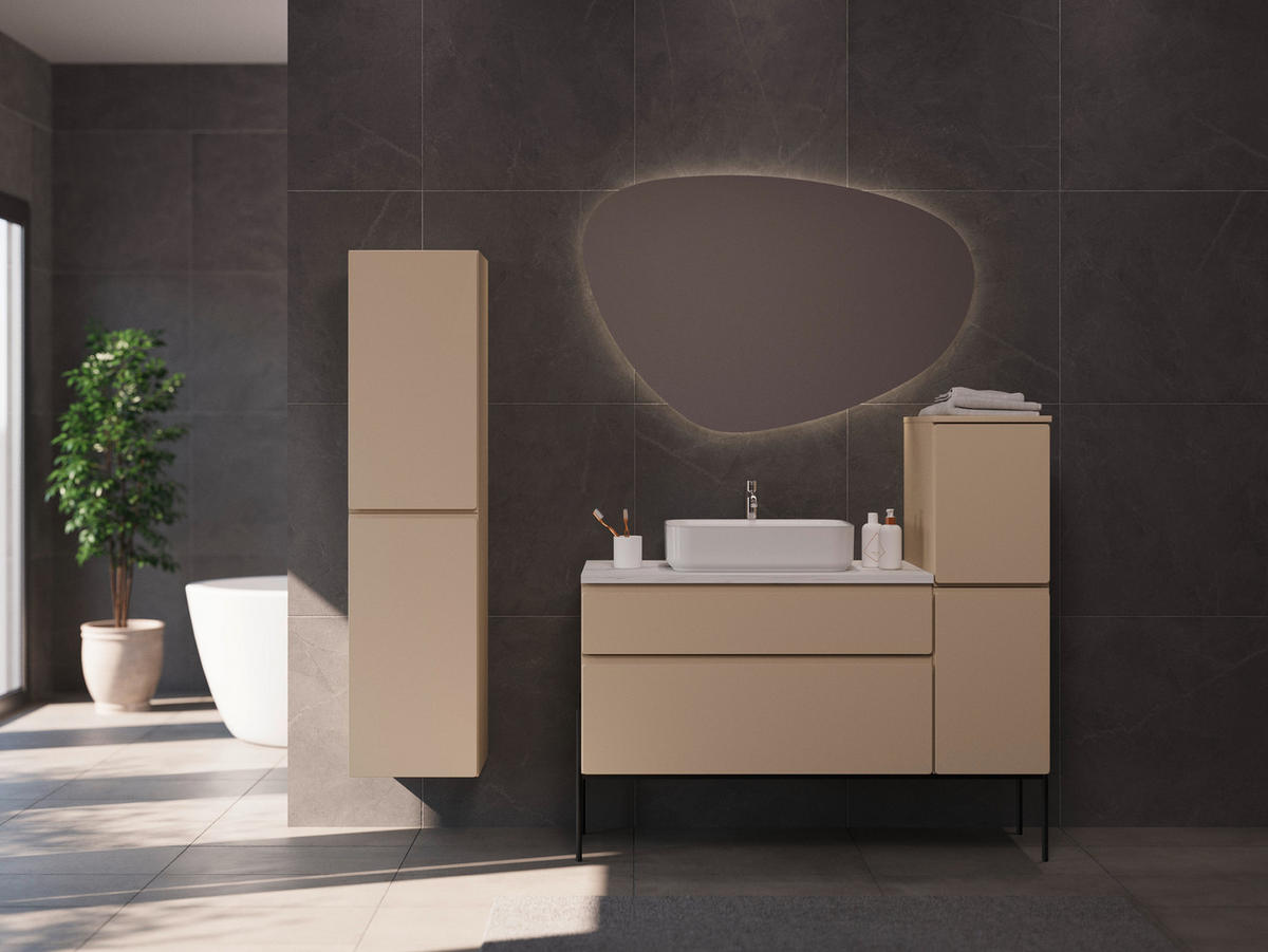 WASCHBECKENUNTERSCHRANK 90/55/47 cm  - Greige/Weiß, MODERN, Holzwerkstoff (90/55/47cm) - Welnova
