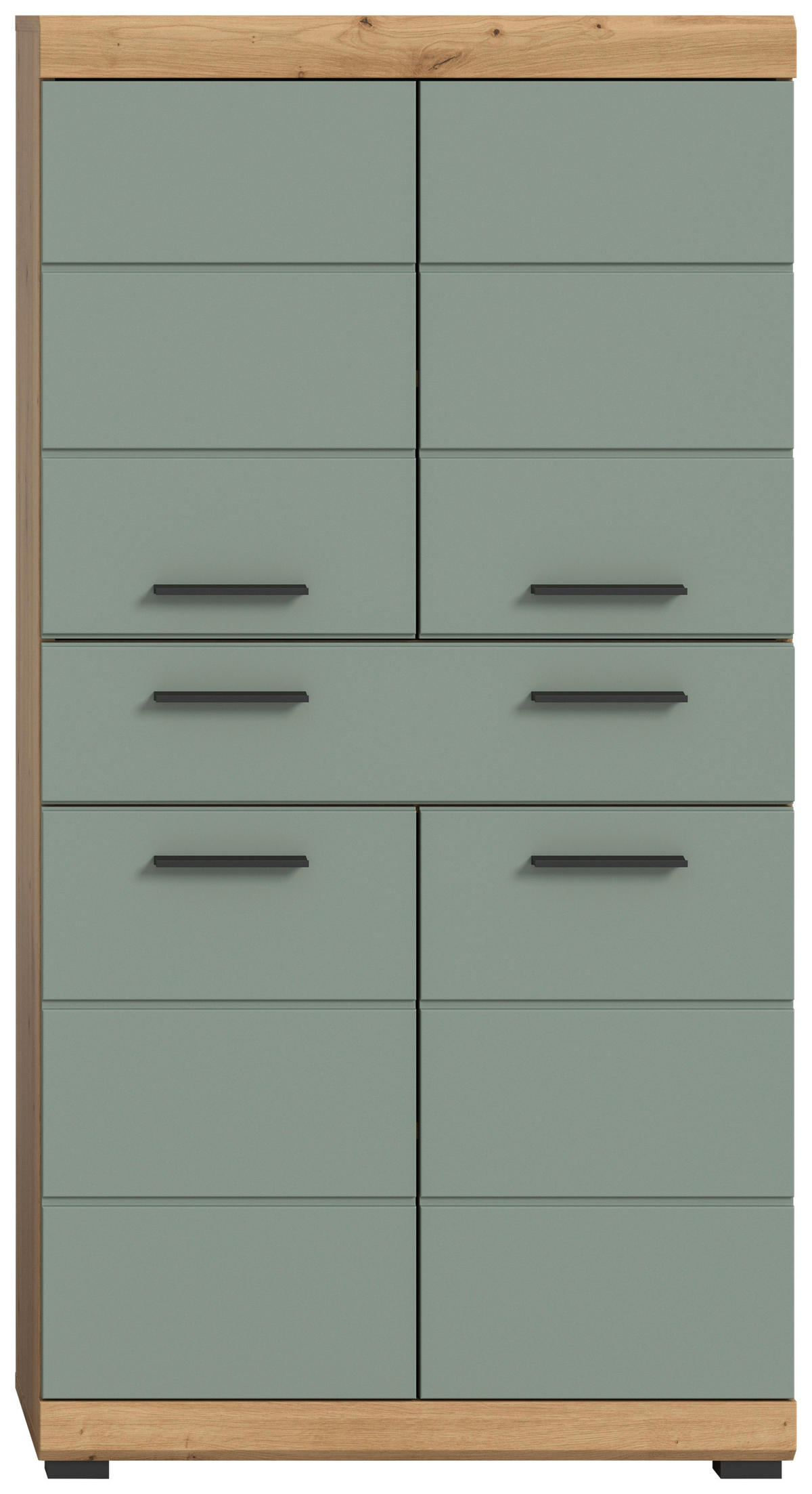 SREDNJE VISOKA OMARA 74/141/31 cm  - črna/žajbljevo zelena, Moderno, umetna masa/leseni material (74/141/31cm) - MID.YOU
