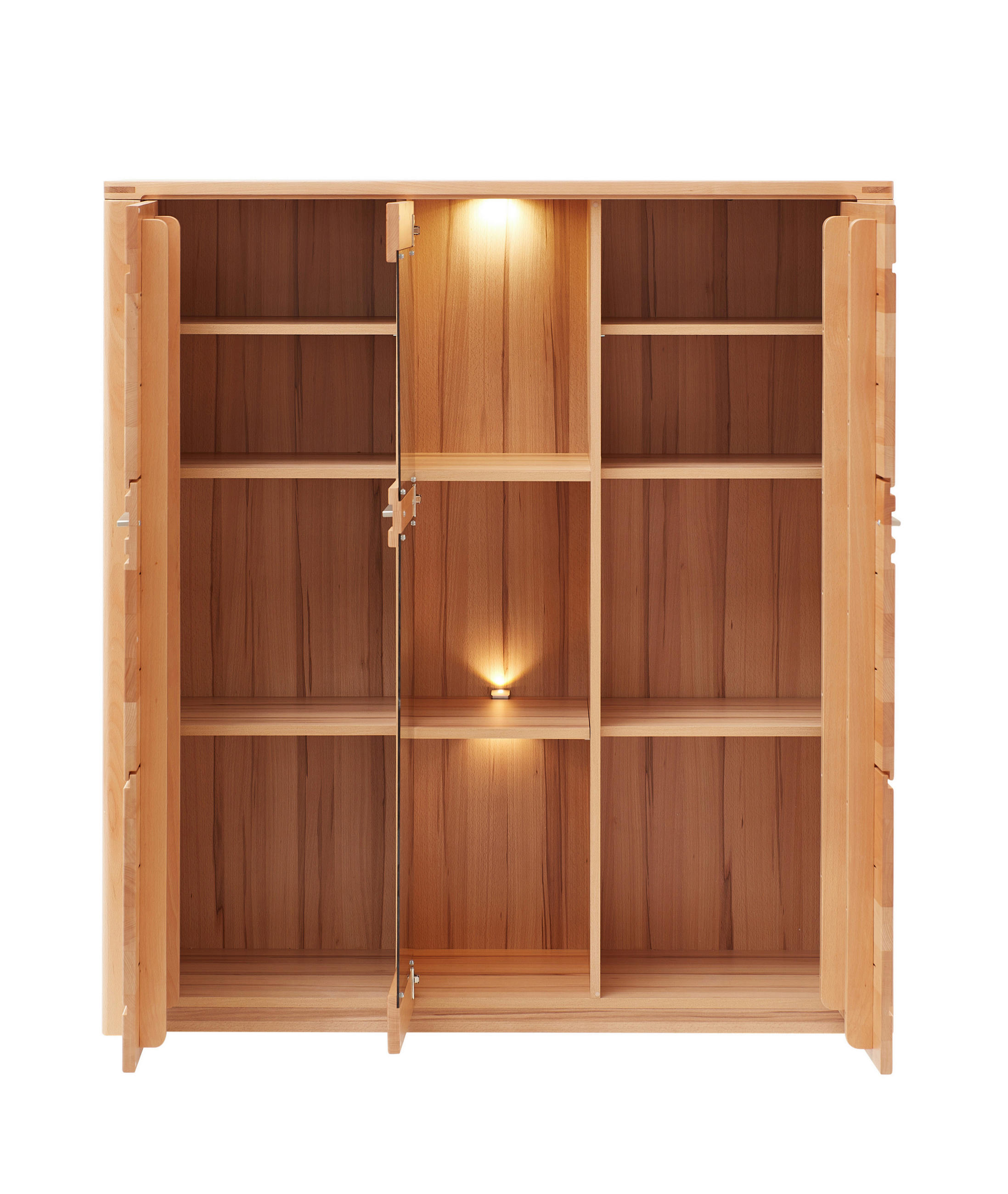HIGHBOARD Kernbuche  127/137/40 cm  - Edelstahlfarben/Kernbuche, Natur, Glas/Holz (127/137/40cm) - Carryhome
