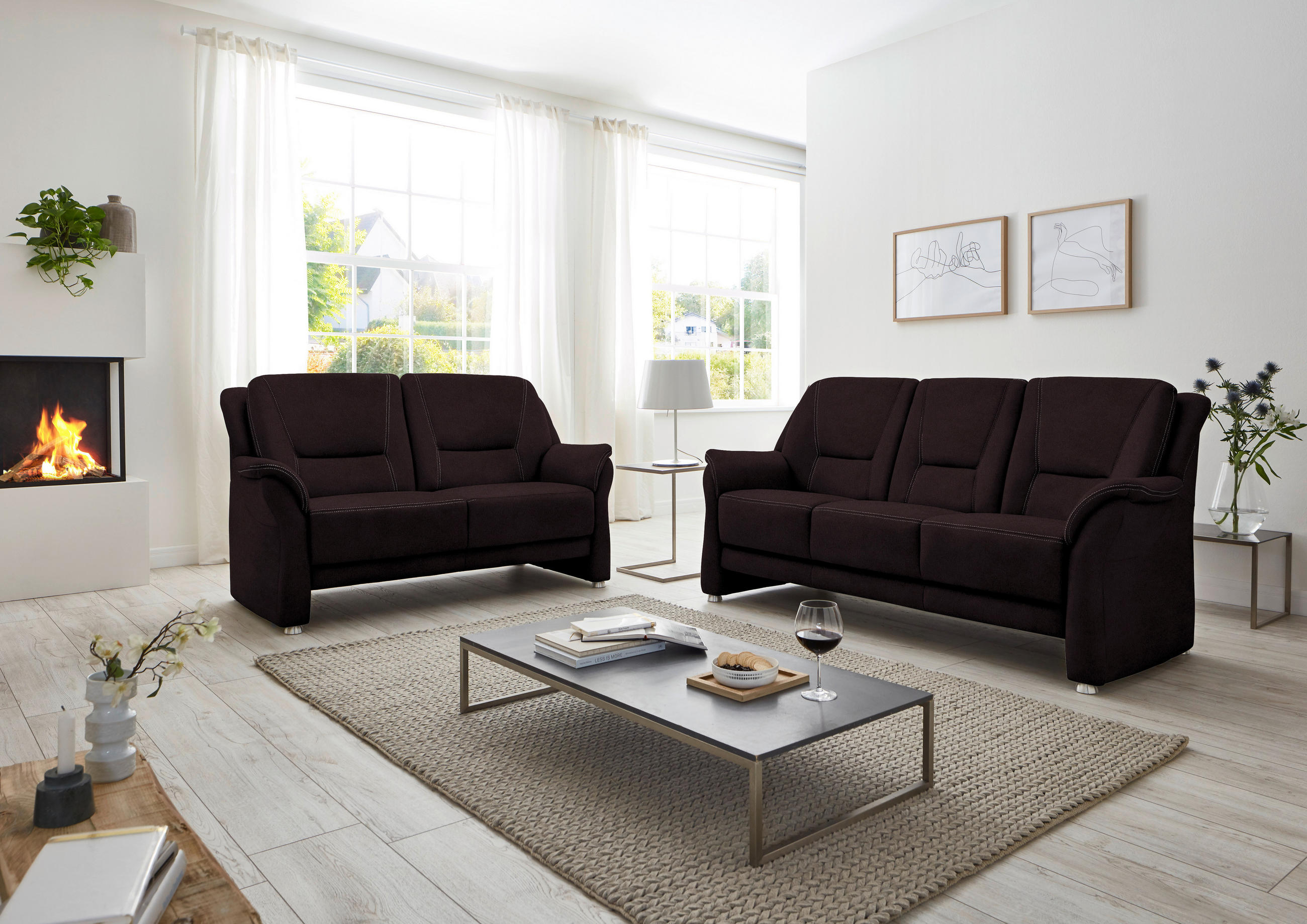 2,5-SITZER in Mikrofaser Dunkelbraun  - Dunkelbraun/Beige, Konventionell, Textil/Metall (172/100/89cm) - Beldomo Comfort