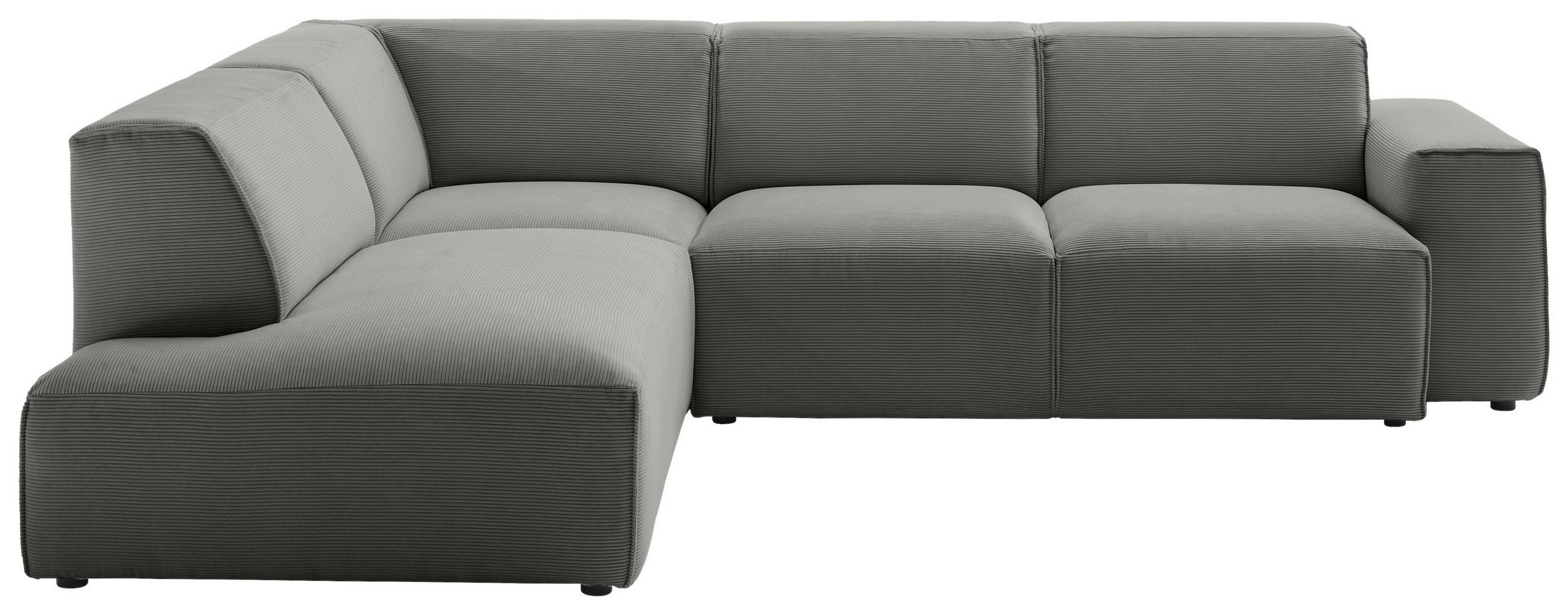 ECKSOFA in Cord Grau  - Schwarz/Grau, Design, Kunststoff/Textil (210/270cm) - Pure Home Lifestyle