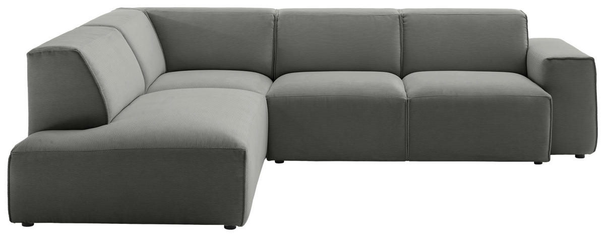 ECKSOFA in Cord Grau  - Schwarz/Grau, Design, Kunststoff/Textil (210/270cm) - Pure Home Lifestyle