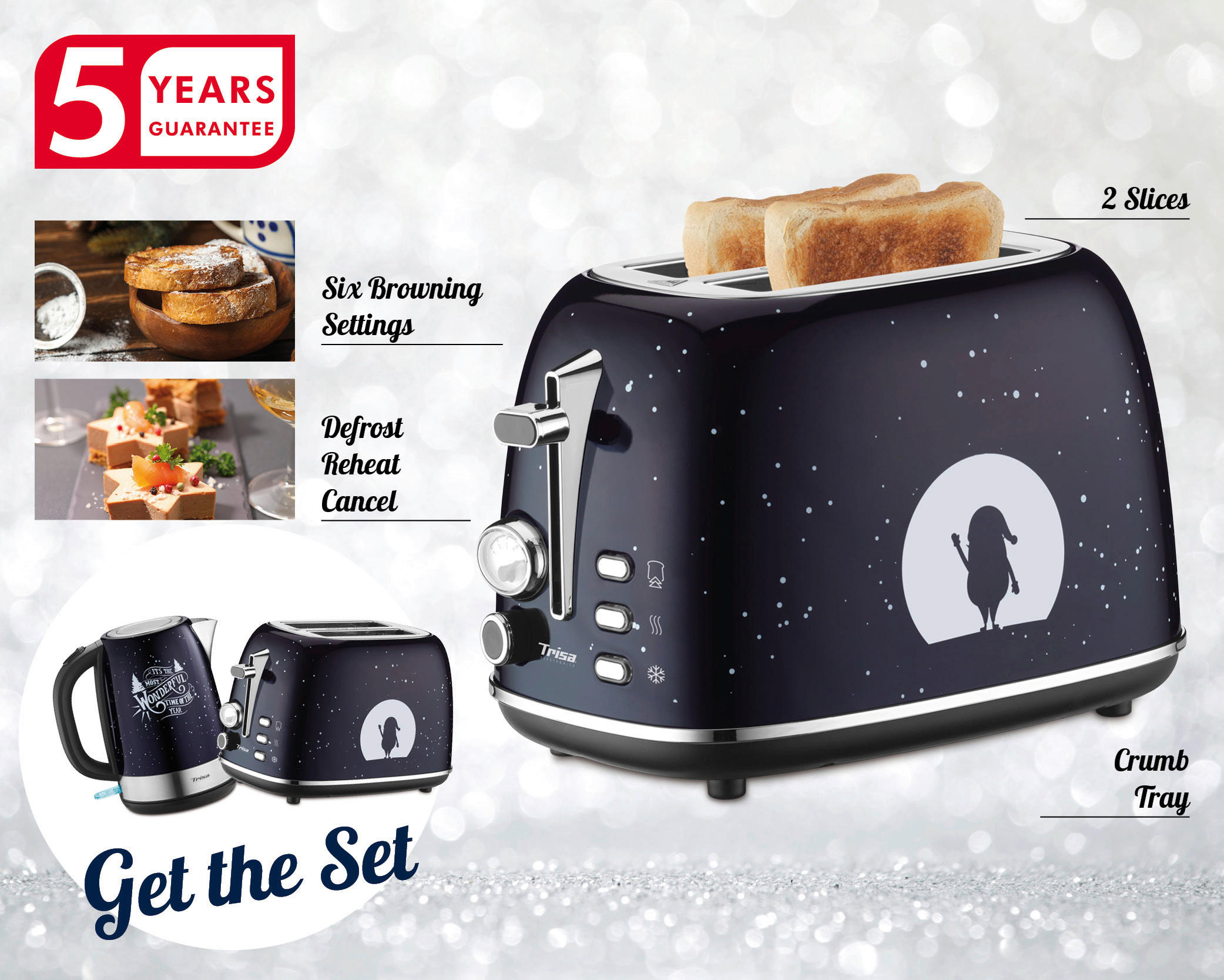 TOASTER  - Dunkelblau, KONVENTIONELL, Metall (18/28/18cm) - Trisa Electronics