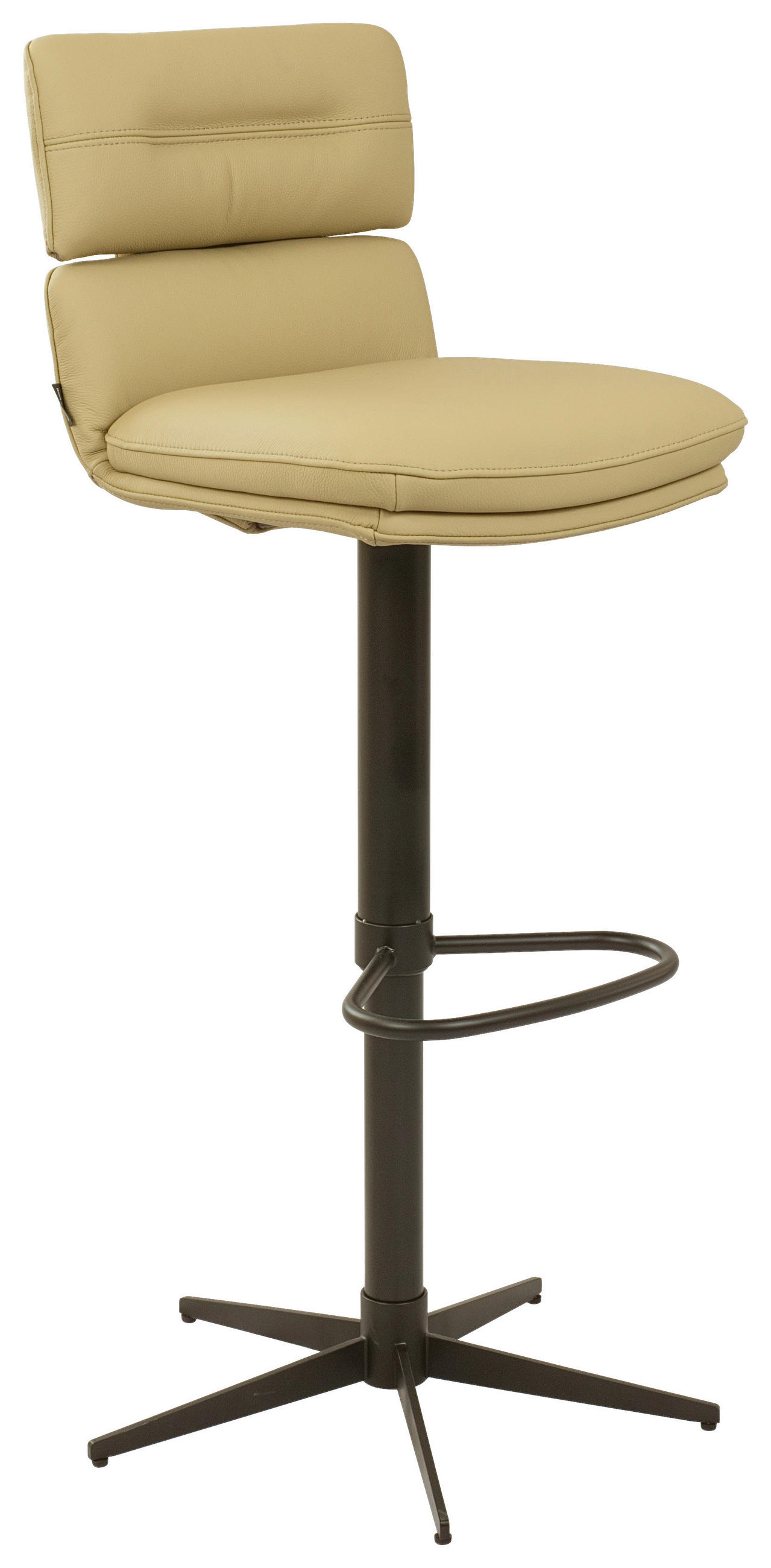 BARHOCKER Echtleder Schwarz, Karamell Eisen Lederauswahl, Stoffauswahl, Wippfunktion, Sitzfläche 360° drehbar  - Karamell/Schwarz, Design, Leder/Metall (42/99-117/50cm) - Dieter Knoll