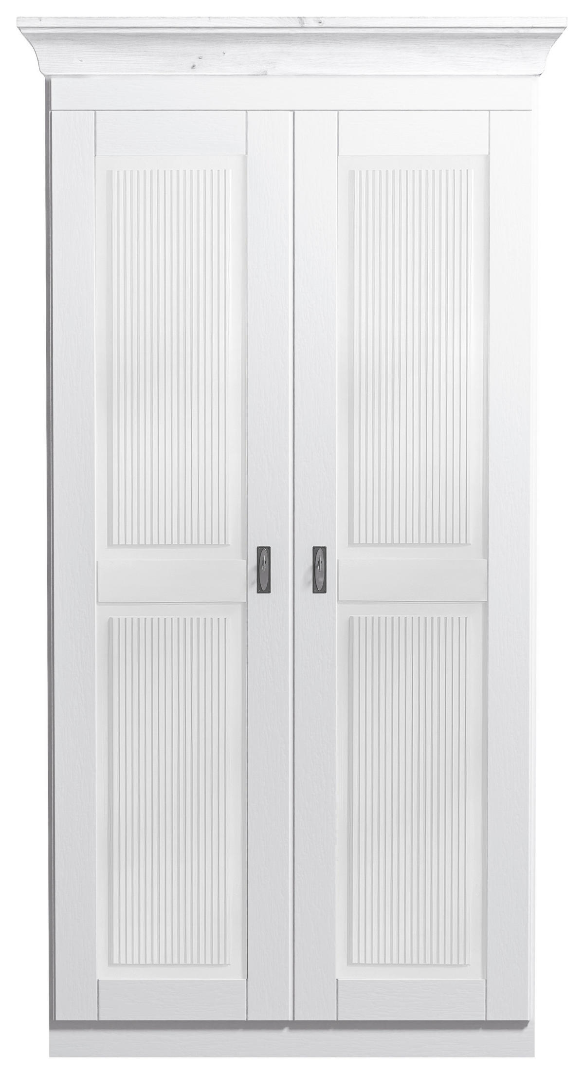 DREHTÜRENSCHRANK 108/210/64 cm,  in Weiß, 2-türig  - Weiß/Kupferfarben, ROMANTIK / LANDHAUS, Holz/Holzwerkstoff (108/210/64cm) - Boxxx