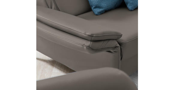 2,5-SITZER Latina in Echtleder Graubraun   - Graubraun/Schwarz, Design, Leder/Metall (164/84/99cm) - Dieter Knoll