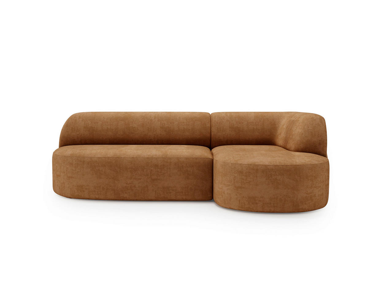 ECKSOFA Chenille Rostfarben  - Rostfarben/Schwarz, Design, Kunststoff/Textil (218/156cm) - Livetastic
