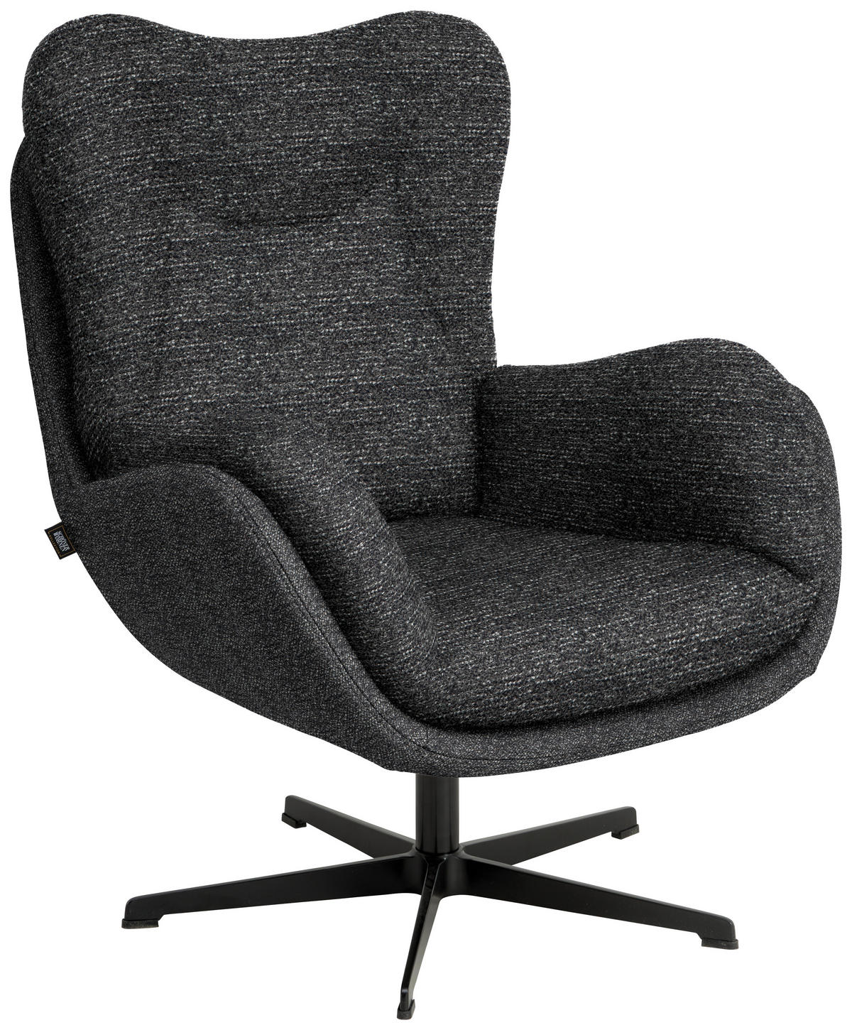 SESSEL in Chenille, Struktur Echtleder Anthrazit  - Anthrazit/Schwarz, Design, Leder/Textil (80/97/89cm) - Schöner Wohnen