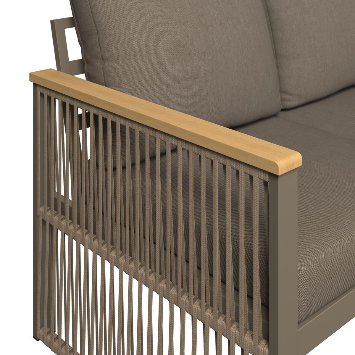 LOUNGESOFA  - Beige/Schwarz, MODERN, Holz/Metall (190/73/76cm) - Ambia Garden