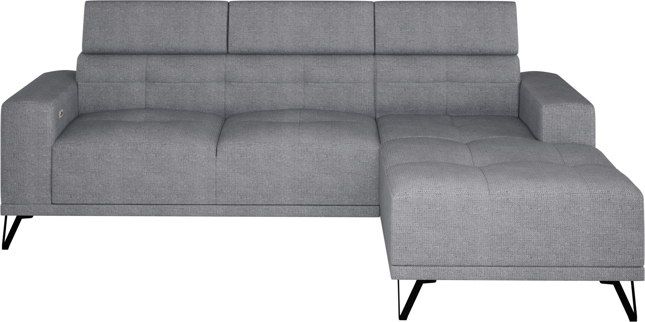 ECKSOFA Grau Chenille  - Schwarz/Grau, KONVENTIONELL, Textil/Metall (264/178cm) - Hom`in