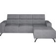 ECKSOFA Grau Chenille  - Schwarz/Grau, KONVENTIONELL, Textil/Metall (264/178cm) - Hom`in